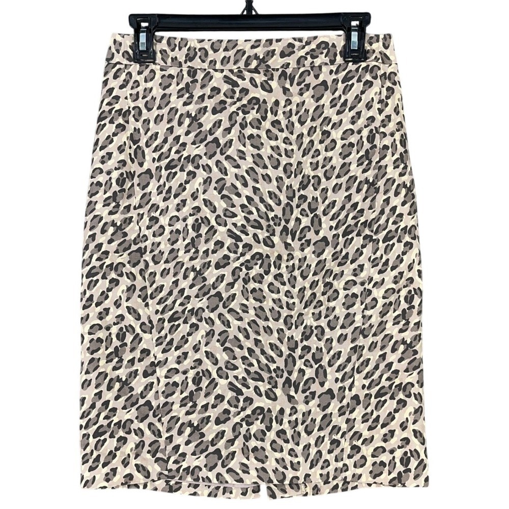 Ann Taylor Loft Leopard Print Pencil Skirt Animal Print Knee Length Size 2 Women